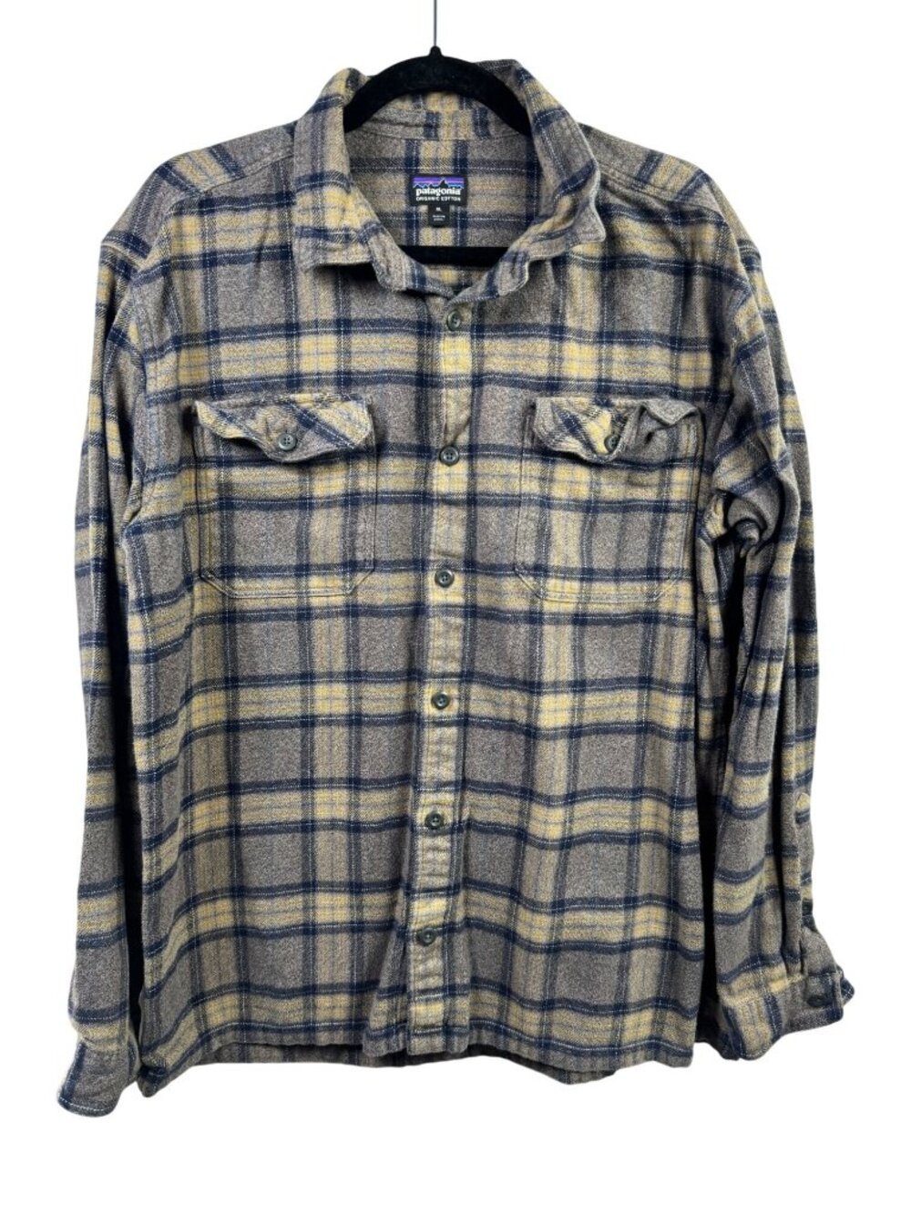 Patagonia Men Fjord 100% Organic Cotton Flannel Shirt XL Brown Plaid Long Sleeve